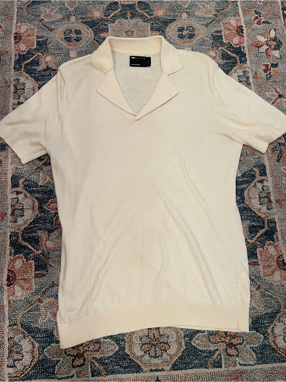 ASOS Cream Short-Sleeve Knit Polo